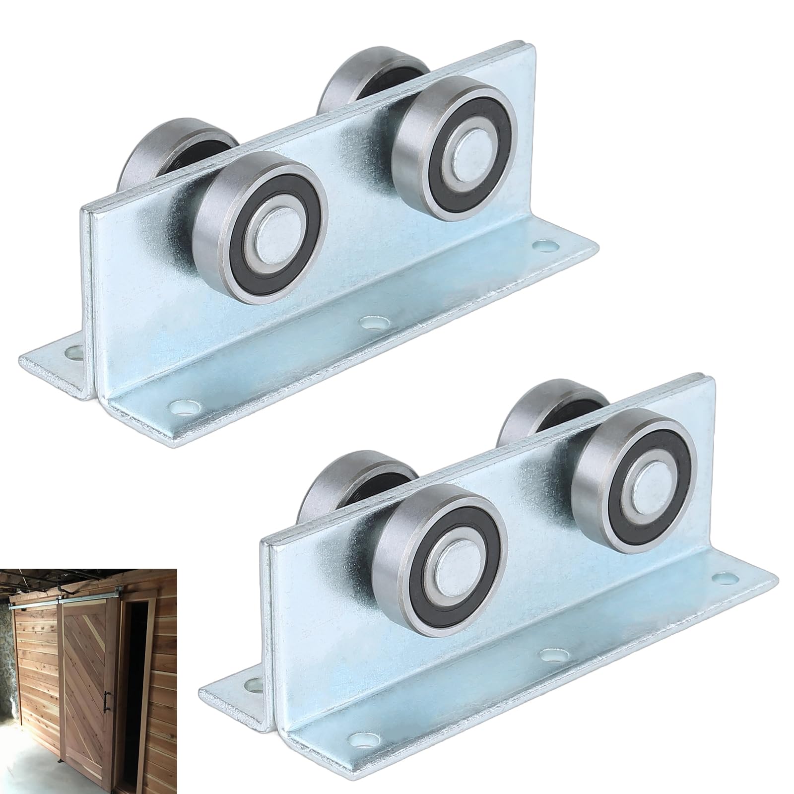 BiJun 4 Wheel Trolley Assembly Roller Strut Channel Trolley Heavy Duty Barn or Shed Sliding Doors for Use with 1-5/8" Wide and All1-5/8 Taller Strut Channel (2PC)