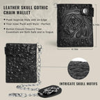Portefeuille chaîne gothique crâne ZEKEE en cuir - Punk bifold Halloween gothique accessoires | Unisexe, noir