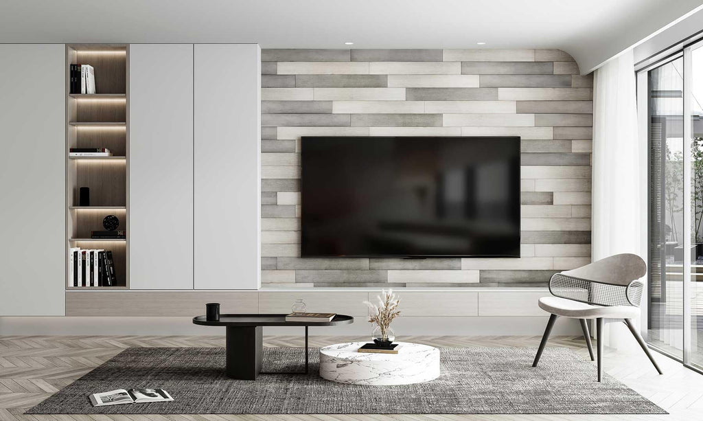 Luxdecor 本物の木製ウォールプランク 壁用 - ホワイトシップラップボード 5インチ ピールアンドスティックシップラップボード 10枚セット 壁用シップラッププランクボード 12.5平方フィート