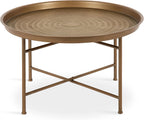Kate and Laurel Mahdavi Boho-Chic Hammered Metal Tray Coffee Table, Dark Gold