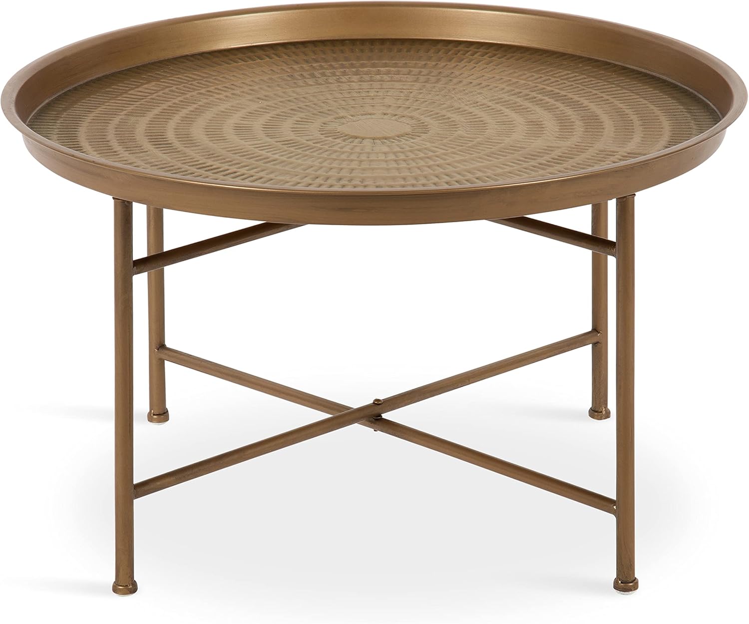 Kate and Laurel Mahdavi Boho-Chic Hammered Metal Tray Coffee Table, Dark Gold