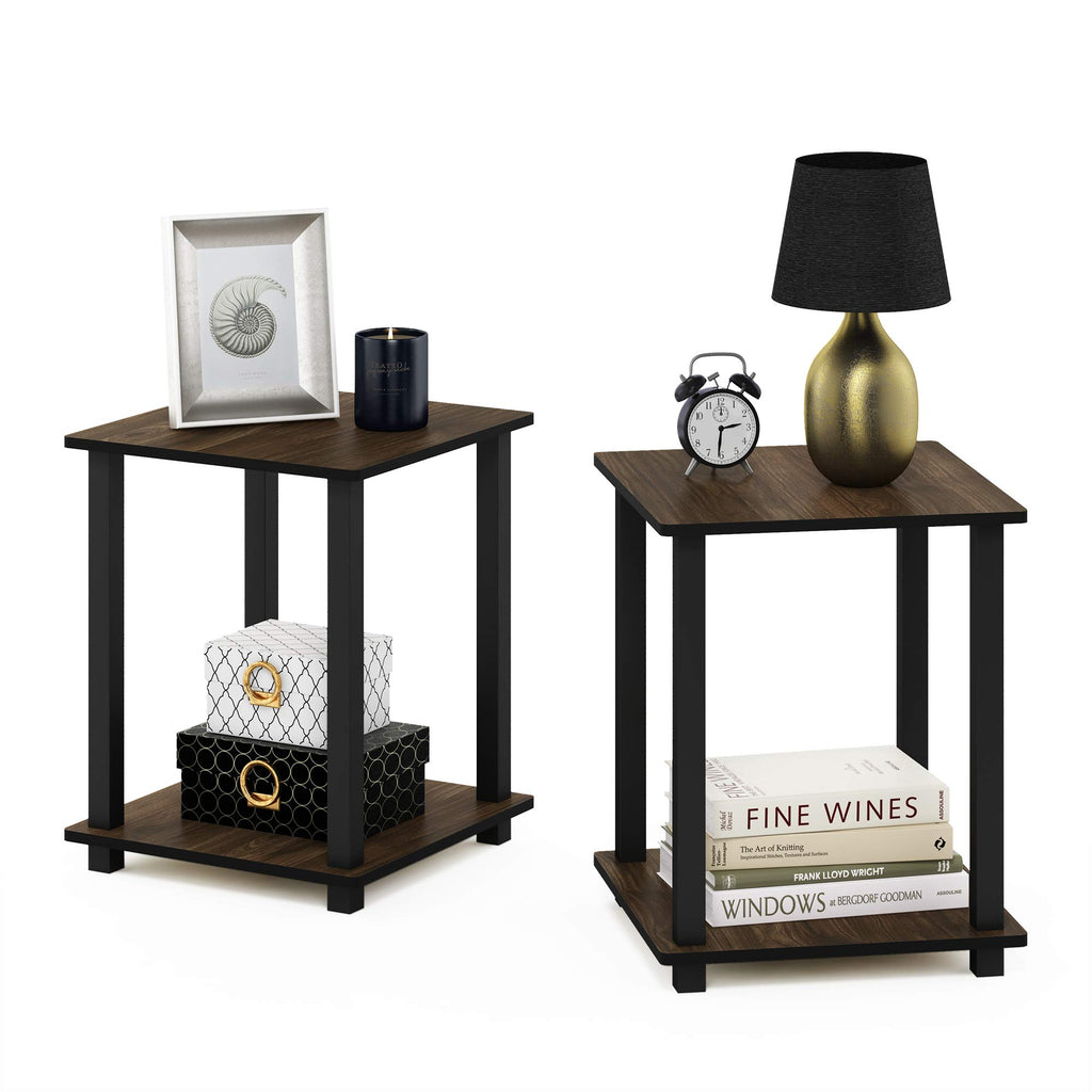 Furinno Simplistic Set of 2 End Table, Espresso/Black
