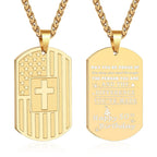 DuoDiner Graduation Gifts-American Dog Tag Necklace Bible Verse Pendant, First Communion Baptism Confirmation Religious Graduation Gifts for Him Boys Men Kids Teens Dad