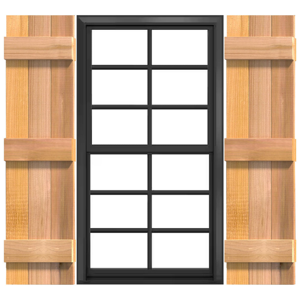 Design Craft Millworks 400368 15 Zoll x 72 Zoll 3-Brett Duo Naturzeder Brett-und-Riegel Fensterläden Paar