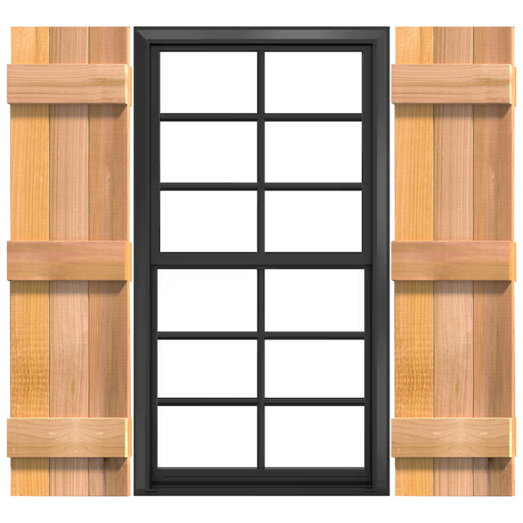 Design Craft Millworks 400368 15 Zoll x 72 Zoll 3-Brett Duo Naturzeder Brett-und-Riegel Fensterläden Paar