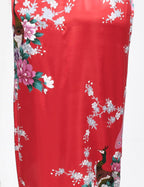 Heone Kimono Satin Peacock Printed Lightweight Cardigan Jacket Coat Yukata Cloak Bathrobe Tops folding Fans Tabi Socks Set