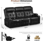 Recliner Sofa, Massage Reclining 3 Seater Sofa Sets Heavy Weight Capacity, RV Loveseat Clearance with Storage, Cup Holders, Wall Hugger Couches for Living Room