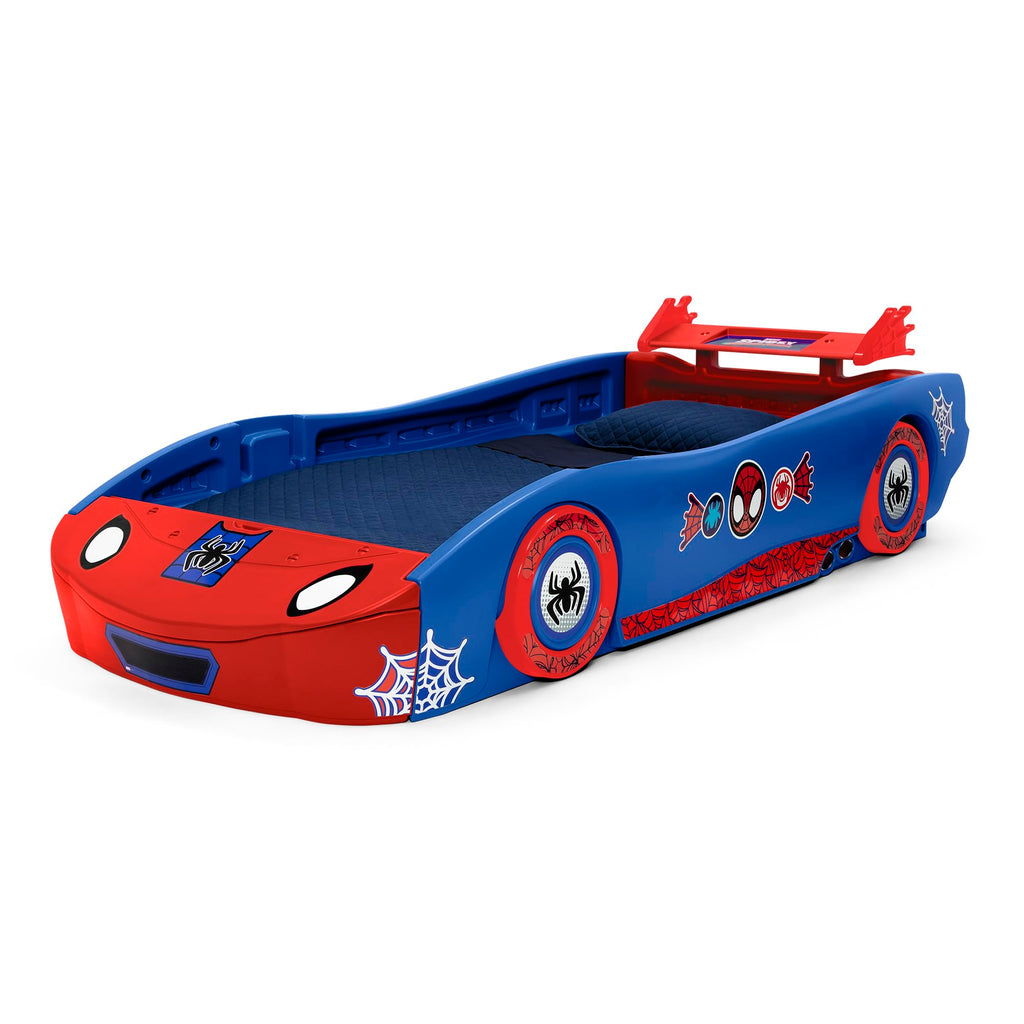 Delta Children Spidey and His Amazing Friends Web Crawler Race Car Twin Bed, Blue/Red