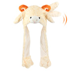 Animal Hat with Ears Moving Jumping Pop Up Beating Hat Plush Holiday Cosplay Dress Up Funny Gift for Kids