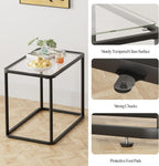 Garden 4 you Glass Side Table, Rectangle End Table with Metal Frame, Modern Bedside Table for Office, Bedroom, Living Room, Study, Small Spaces,Easy Assembly,23.6x15.7x20.8 Inches,Black