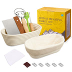 Banneton Bread Proofing Basket Banneton Basket Set Sourdough Proofing Basket Round Proofing Bowls Handmade Rattan Baskets and Liners (Round of 1 Gift Set)