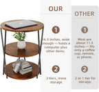 Big Side Table, 3-Tier Large Size Round End Table with X-Leg Design, Nightstand Bedside Table for Living Room, Bedroom, Drink Table Coffee Table for Patio, Indoor Outdoor Use, 16.5''x16.5''x22.8''