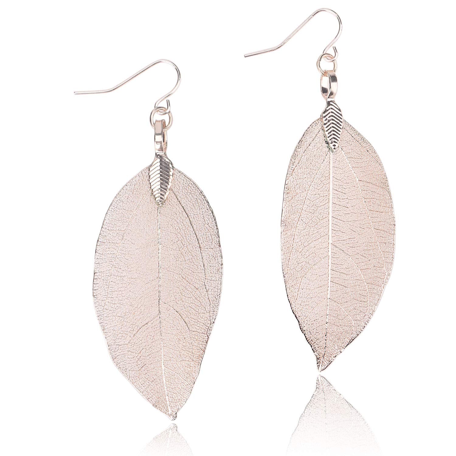 BOUTIQUELOVIN Filigree Long Leaf Pendant Dangle Necklace and Earring Jewelry Set Fashion for Women