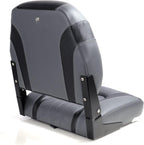 Premium Marine A Pair of Low Back Folding Boat Seat, Fishing Marine Seats with Stainless Steel Screws, Charcoal/Black(2 Seats)