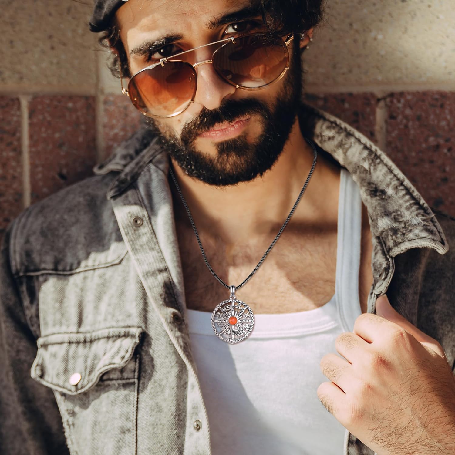 YAFEINI Wheel of the Year Necklace Sterling Silver Ouroboros Necklace Wheel of the Year Sabbat Calendar Pagan Jewelry for Women