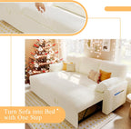 VanAcc Sleeper Sofa, Sofa Bed- 2 in 1 Pull Out Couch Bed with Storage Chaise for Living Room, White Sherpa Couch