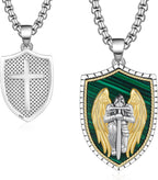 925 Sterling Silver St Michael/St Christopher Pendant Necklace for Men Women Religious Amulets Jewelry Gifts