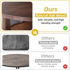 Round Coffee Table with Hidden Drawer - 20" D x 20" H Natural Wood Side Table with Drawer, 2-Tier Rustic Retro End Table with Storage, Small Coffee Table for Living Room, Dark Brown