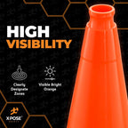 Xpose Safety 28 Inch Orange Traffic Cones Heavy Duty 10lb, 24-Pack - Multipurpose PVC Plastic Safety Cone for Parking, Soccer, Caution, Kids and Construction - DOT Approved