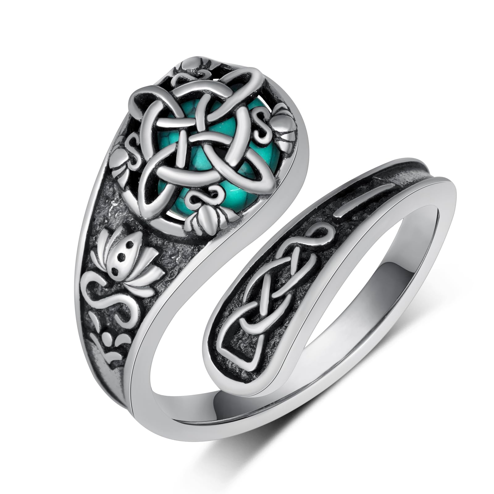 Spoon Rings for Women 925 Sterling Silver Turquoise Spoon Rings Vintage Thumb Rings Jewelry Gifts for Women Men