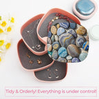 Jewelry Organizers Petoskey Stone Rotatable Jewelry Boxes 4-Layer Earring Holder for Women Travel Jewelry Case Organizer Tray for Rings Bracelets Necklaces Earrings Gifts