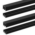 Landical 2 ensembles de rails de porte coulissante de 4FT pour panneaux de 1/8" d'épaisseur Portes de placard en verre Rail coulissant pour fenêtre d'armoire en plastique (Noir)