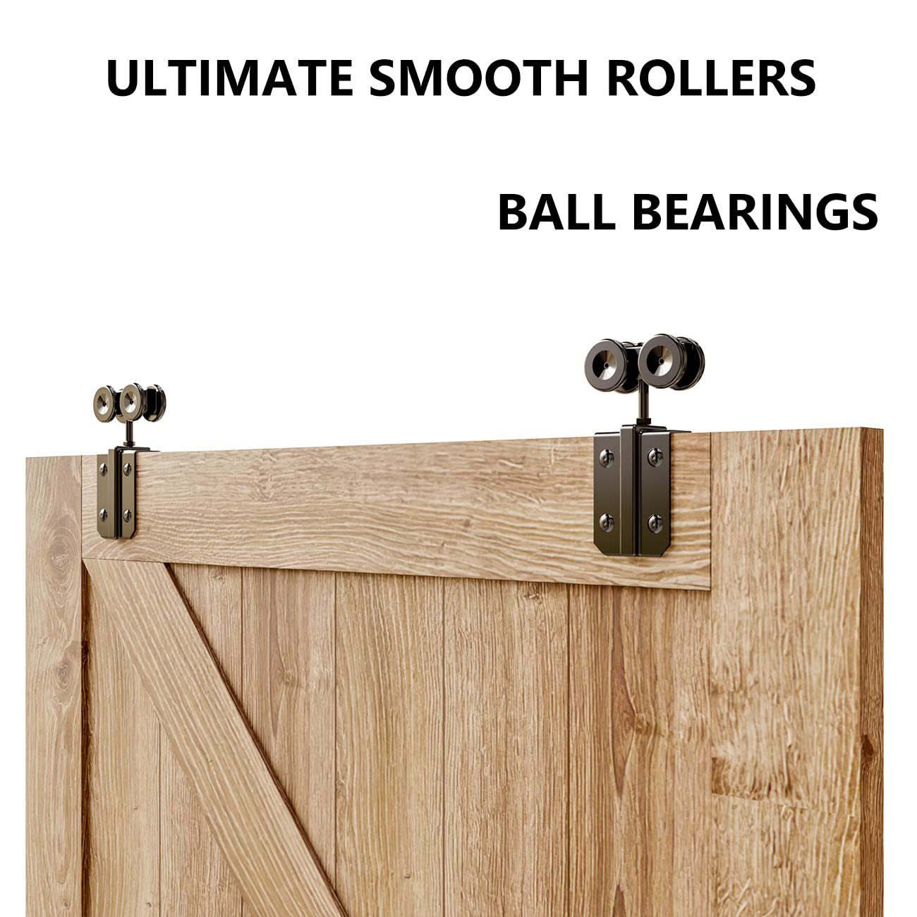 SMARTSMITH 8FT Box Rail Hardware Heavy Duty Steel Sliding Barn Door Track, Wall Mount Kit, Fit Indoor and Exterior Door, Smoothly and Quietly Easy to Install Double Door