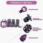 TINIDI Luxury Strap Men Women Rhinestones Belt Western Bling Bling Crystal Diamond Studded Belts(Black Purple, Fit Waist 30-32 inches)