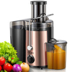 QCen Juicer Machine, 500W Centrifugal Juicer Extractor with Wide Mouth 3” Feed Chute for Fruit Vegetable, Easy to Clean, Stainless Steel, BPA-free (Aqua)