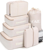 BAGAIL 8 Set Packing Cubes Luggage Organizer Bags for Travel Accessories-Cream