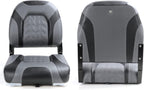 Premium Marine A Pair of Low Back Folding Boat Seat, Fishing Marine Seats with Stainless Steel Screws, Charcoal/Black(2 Seats)