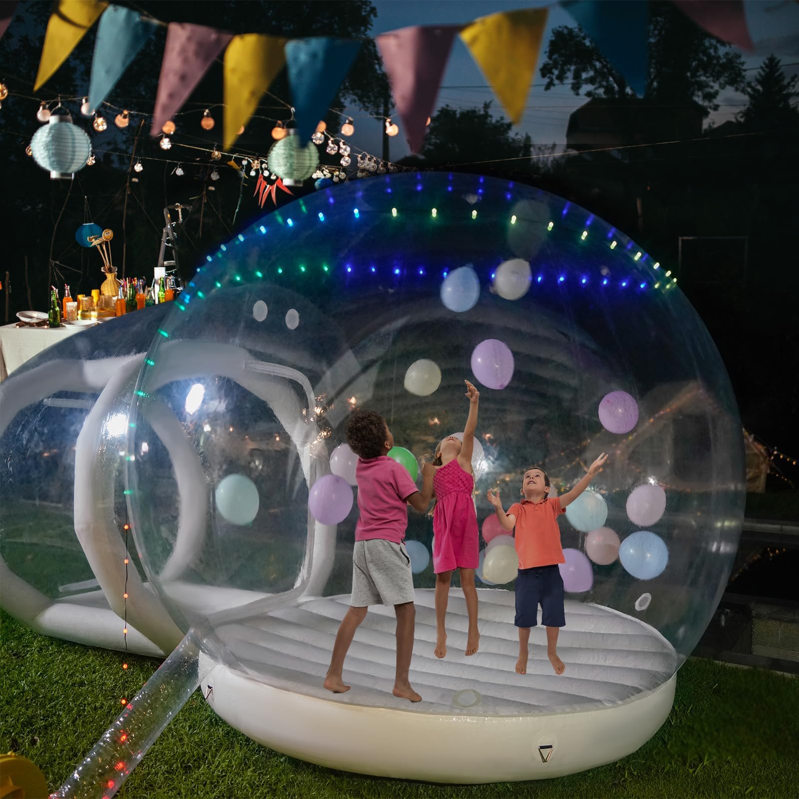 13ft aufblasbares Bubble-Haus für Kinder mit Trampolin, klarer aufblasbarer Bubble-Dom-Zelt mit Gebläse & Pumpe, wasserdichtes Garten-Zelt aus PVC in Gewerbequalität mit 7ft Tunnel, Camping, Party, gewerbliche Nutzung