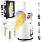 Zulay Rotary Cheese Grater 3 Blade Cheese Shredder - Manual Hand Crank Cheese Grater With Reinforced Suction & 3 Interchangeable Drums - Easy to Use Vegetable Chopper - Black