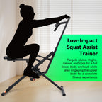 Leikefitness Entraîneur d'Assistance Squat pour Machine de Fitness des Jambes pour Gym à Domicile Machine à Squat, Machine 2 en 1 Vélo & Rameur pour Fessiers, Fessiers, Cuisses, Noir