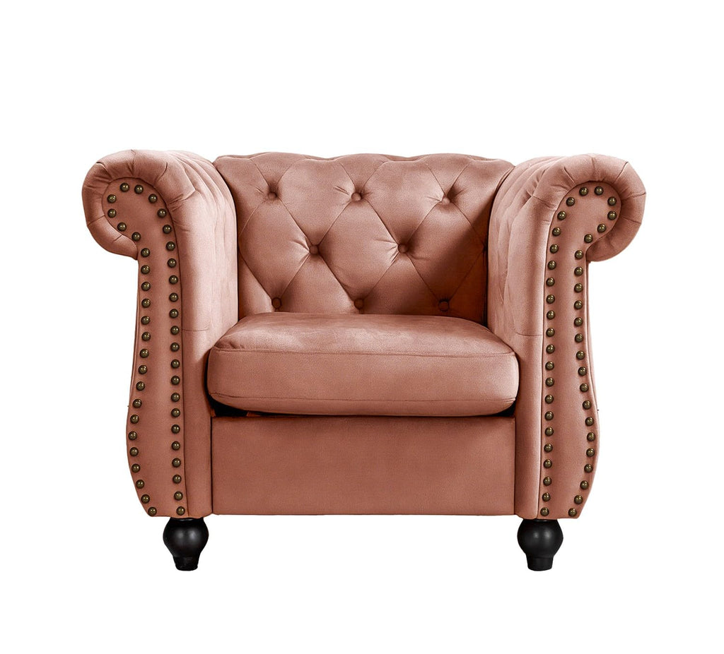 Container Furniture Velvet Chesterfield Couch, Button-Tufted Backrest, Rolled Arms, High-Density Foam with Spring Support, Elegant Accent Piece, Sofa, Dark Blue