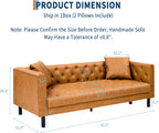 81 Inch Leather Couch for Living Room, Modern Leather Sofa with Deep Seat, Handmade Button Tufted 3 Seater Sofa, Chesterfield Couch for Apartment, Office, Cognac Tan
