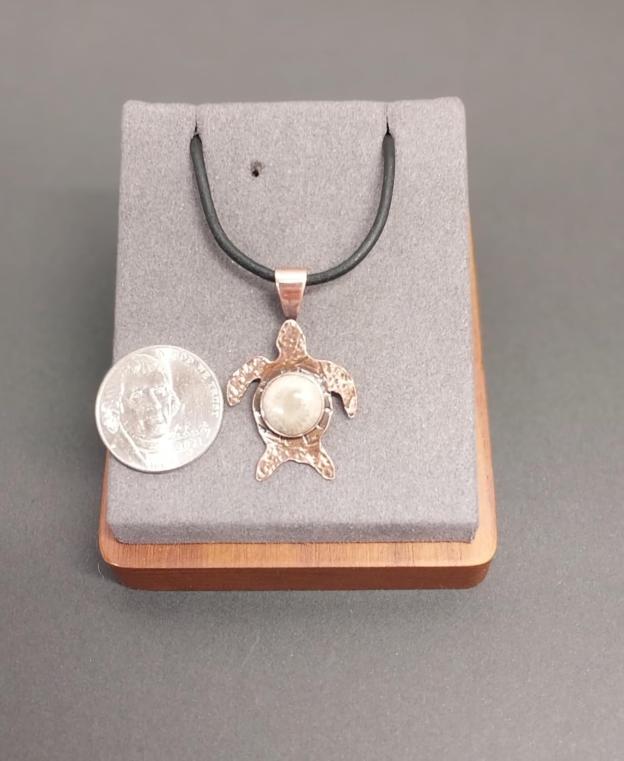 Petoskey Stone Necklace, Copper Petoskey Stone Turtle Pendant, Handmade in Wisconsin