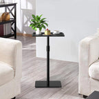 Metal Sofa Side Table,Height Adjustable Tall Side Couch Tables,Small TV Tray Table for Small Spaces with Matte Black Tray,Square Drink Coffee Tables for Bedroom,Black