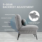 COMHOMA Convertible Futon Sofa Bed, 68″Fabric Futons Couch with Adjustable Backrest, Folding Sleeper Recliner for Living Room Furniture (Grey)