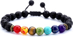 Hamoery Men Women 8mm Lava Rock Beads Chakra Bracelet Braided Rope Natural Stone Yoga Bracelet Bangle