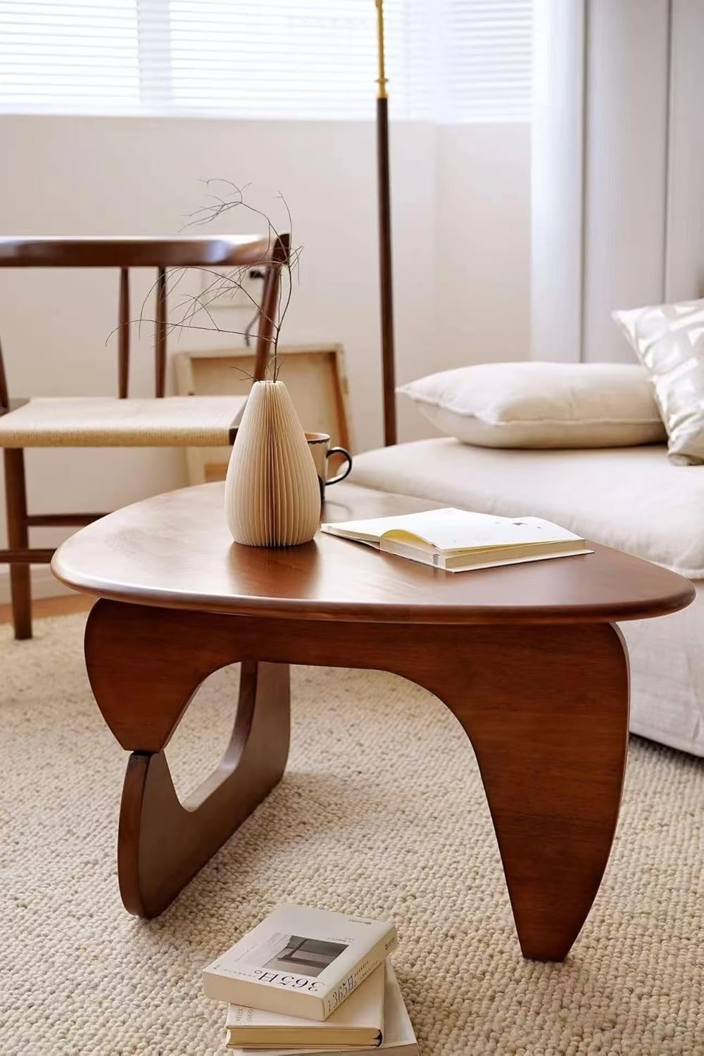 Mid Century Coffee Table Modern Mid-Century End Table, Midcentury Coffee Table Full Wood Low Table for Living Room Timber Top & Legs Farmhouse Solid Wood