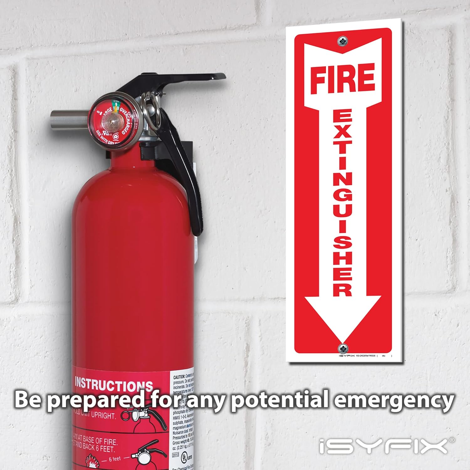 iSYFIX Fire Extinguisher Signs – 3 Pack 4x12 Inch – 40 mil Thick Polystyrene Plastic, Laminated for Ultimate UV, Weather, Scratch, Water & Fade Resistance, Indoor & Outdoor