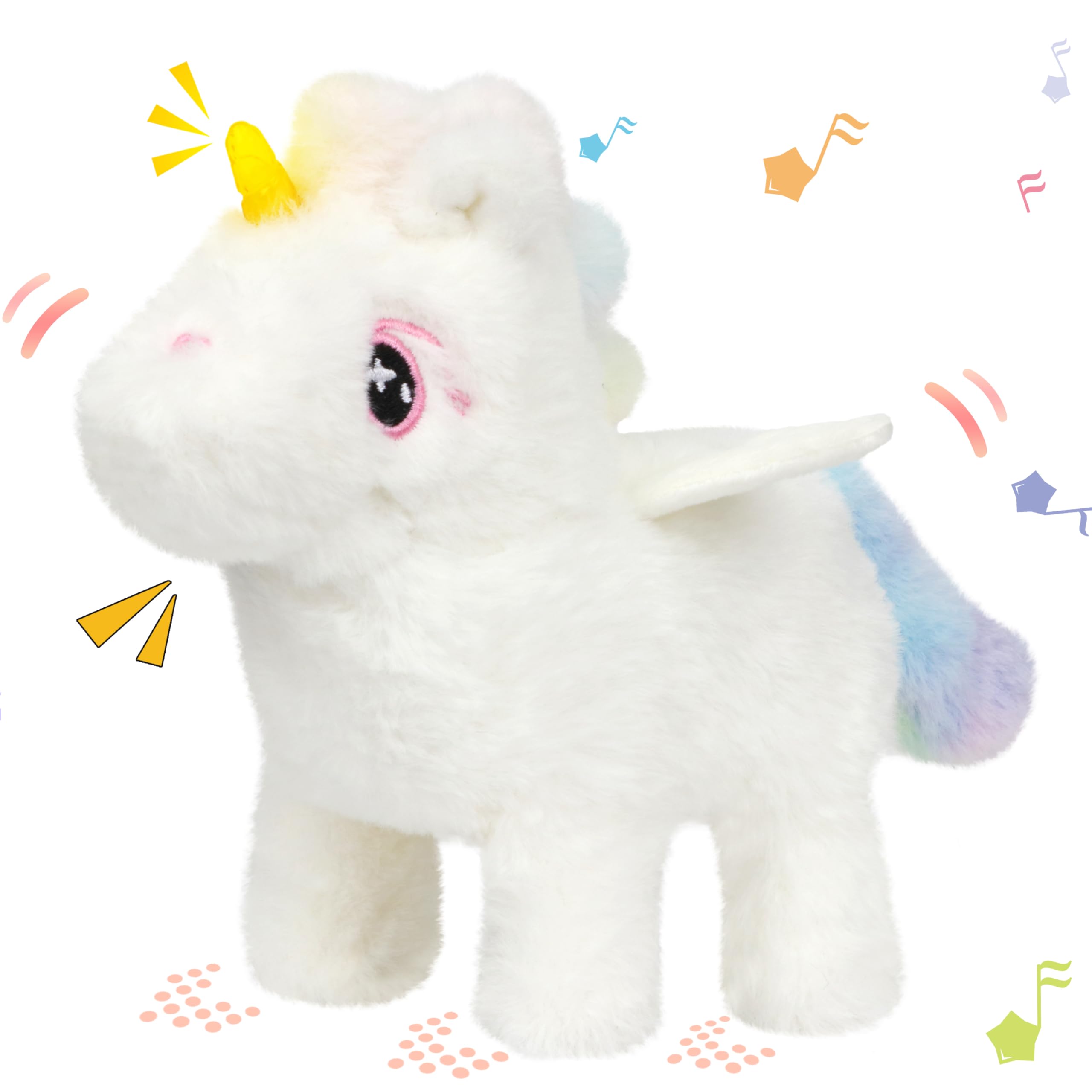 Hopearl Hopping Rabbit with Bell Interactive Electronic Pet Plush Bunny Toy with Sounds and Movements Animated Walking Wiggle Ears Twitch Nose Gift for Toddlers Birthday, Rainbow, 7''