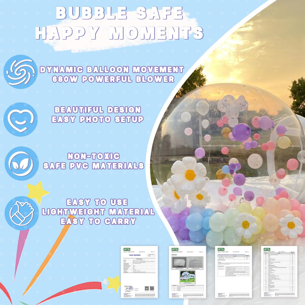 8,5FT aufblasbare Bubble-Hauskuppel für Kinder/Erwachsene, kommerzielles PVC-Bubble-Ballonzelt mit 4'L Tunnel, transparentes Outdoor-Spielplatz-Set für Garten, Geburtstag, Hochzeit, Gender Reveal
