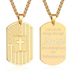 DuoDiner Graduation Gifts-American Dog Tag Necklace Bible Verse Pendant, First Communion Baptism Confirmation Religious Graduation Gifts for Him Boys Men Kids Teens Dad