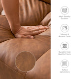 mopio Aaron 76.8" Couch, Small Futon Sofa Bed, Sleeper, Loveseat, Mid Century Modern Futon Couch, Sofa Cama, Couches for Living Room, Bedroom (Pecan Brown, Faux Leather)