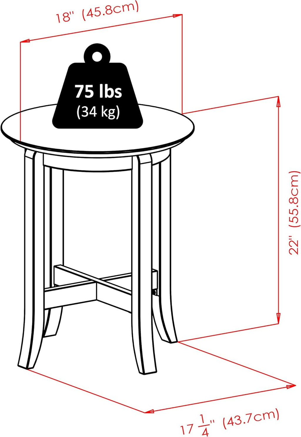 Winsome Toby Occasional Table, 18 inches, Dark Espresso