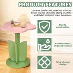 Flower Shaped Coffee Table, Floral Accent Center Table, Pink Coffee Table with Pedestal for Living Room,Bedroom, Lounge, Balcony