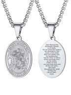 U7 St. Michael Necklace for Men Women Stainless Steel/18K Gold Plated Biblical Archangel Medal Round/Oval/Shield Patron Saint Christopher/Michael Pendant with 22" Box Chain