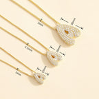 KissYan Bubble Letter Necklace, 14K Gold Plated Balloon Initial Pendant Box Chain Necklace Dainty Pave CZ Jewelry Gift for Women(20mm A)